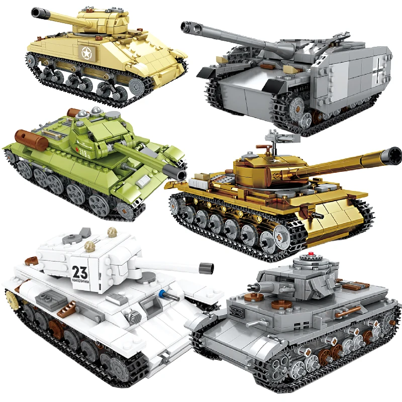 

WW2 German Model Building Blocks City Military Tank Army Soldier Bricks Educational High-tech Toys For Children Boys