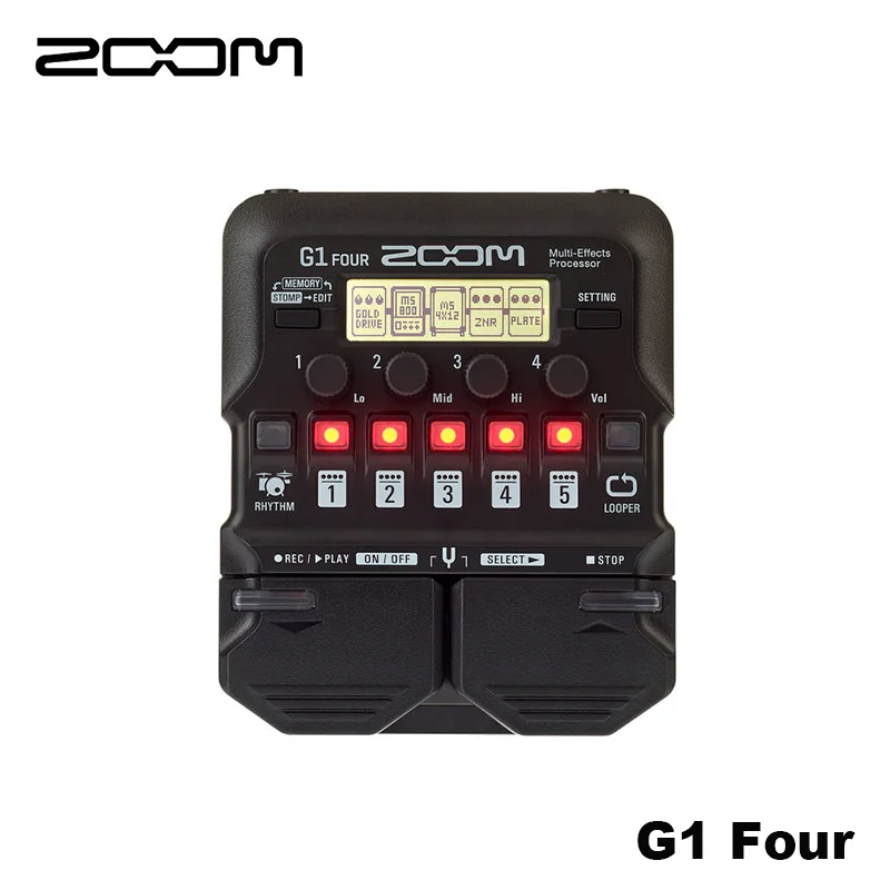 Zoom G1 FOUR Guitar Multi-Effects Processor Pedal, With 60+ Built-In Effects, Amp Modeling, Looper, Rhythm Section, Tuner