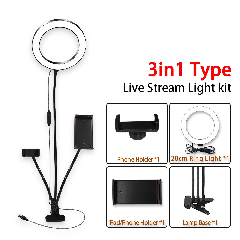 Pied De micro 26CM LED Photographie Éclairage Ciseaux Bras et Montage Sur Table Flexible multifonction Vivre Blogueurs Vidéo