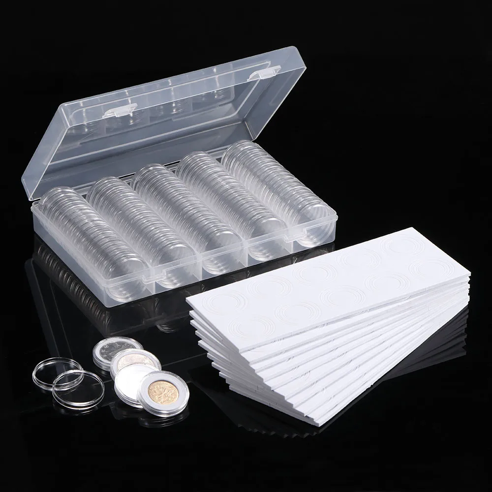 100Pcs/Lot Coin Holder Capsules Clear Case Box For Coin Collection Protector 17/20/25/27/30mm Coins Storage Box Medal Collect