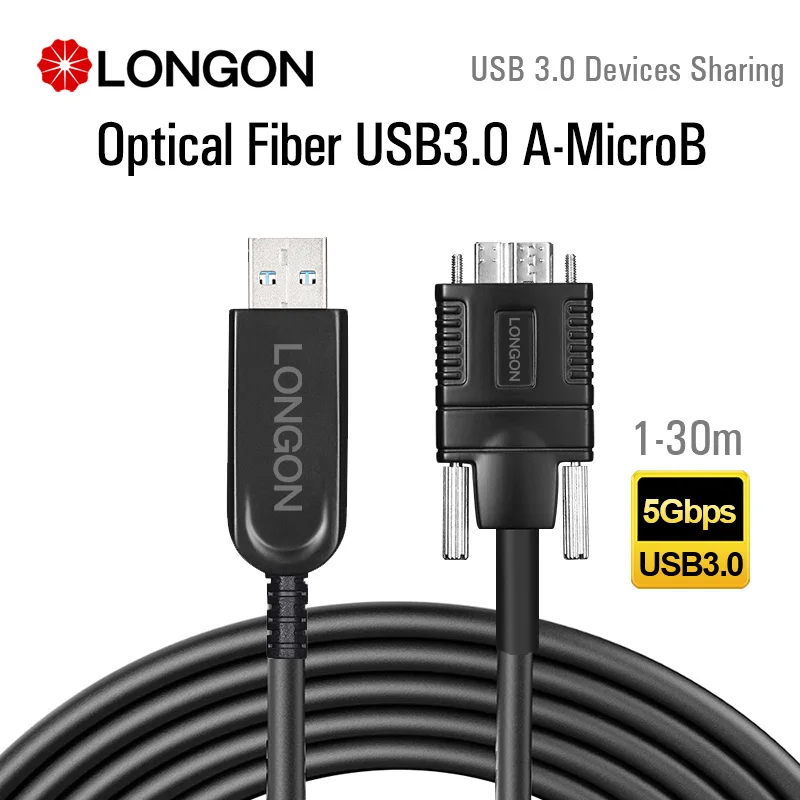 LONGON AOC USB3.0 TypeA to Micro B Optical Fiber Extension Cable 5Gbps 5m 15m 10m For  Docking Station Hub Hard Drives