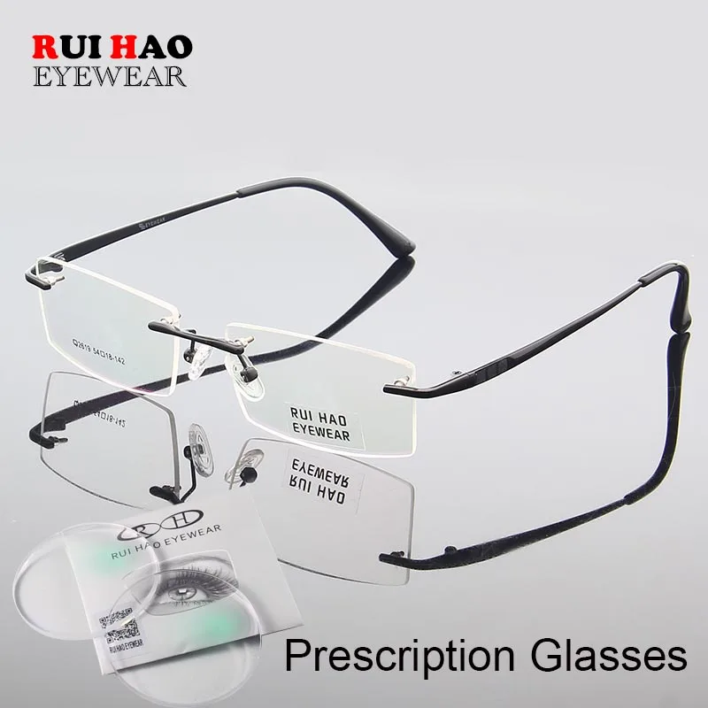 Rimless Frame Customize Prescription Glasses Full Myopia Hyperopia Resin Lenses Fashion Eyeglasses Clear Resin Lenses 2619