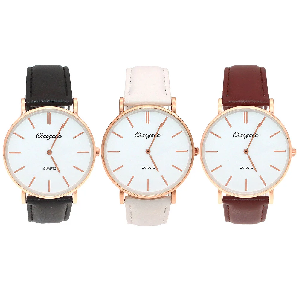 High Quality Unisex Relogio feminino Business Quartz Watch Men Women Wrist Watches Fashion Gold Faux Leather Band Female