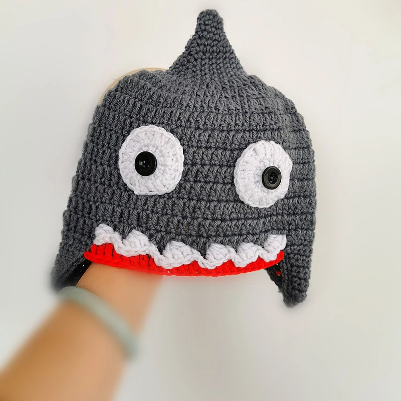 Cute Shark Baby Knitted Hat Hand Crochet Infant Cartoon Sark Caps Bonnet Newborn Baby Photography Props Accessories Beanie