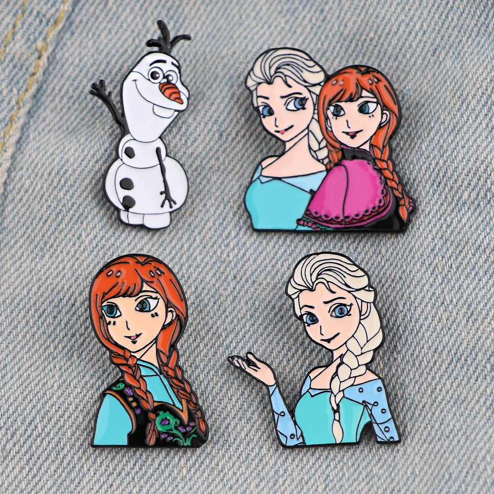 YQ260 Movie Frozen Snowman Olaf Pin Cartoon Badge Cute Brooch for Jeans Scarf Tops Lapel Pin Icons Jewelry Friends Kid Best Gift