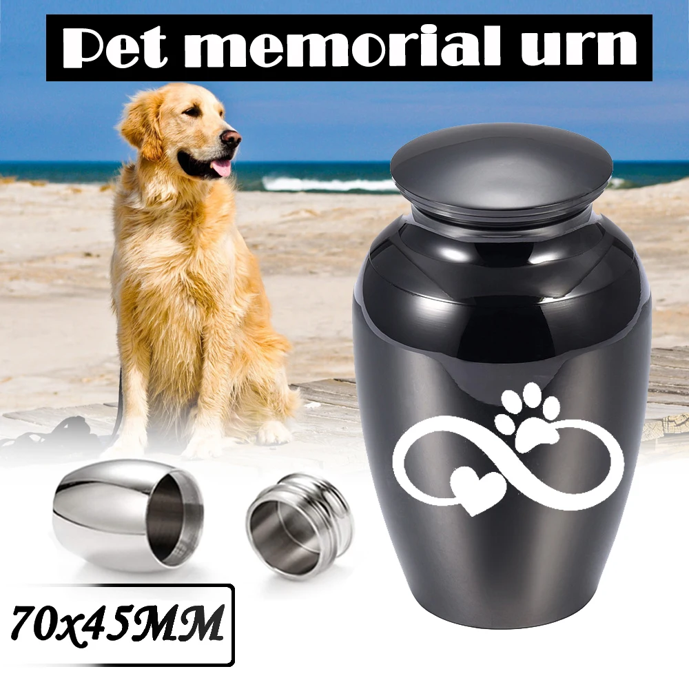 Funeral commemorative ashes jar cremation urn keepsake dog paw print ashes holder to commemorate the beloved pet-Carved name