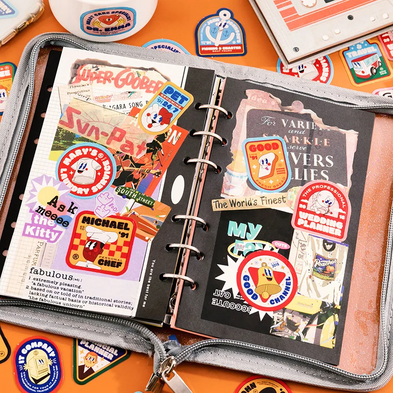 46 pcs/box Retro cartoon time Decorative Ins Sticker Scrapbooking Label Diary Stationery Album Phone Journal Planner