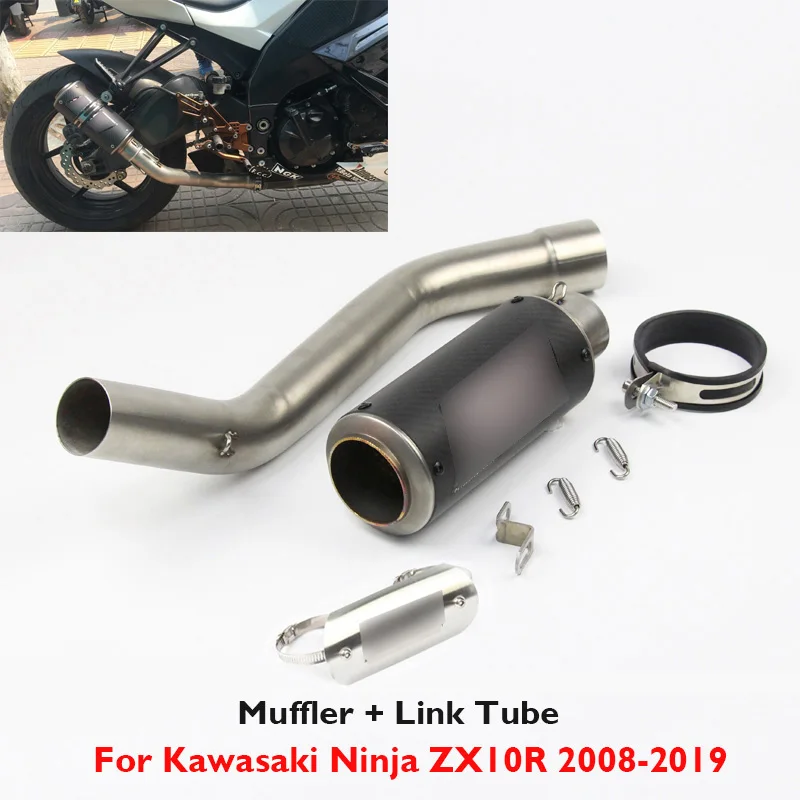 

Motorcycle for Kawasaki Ninja ZX10R 2008-2020 Exhaust System Middle Link Tube Escape Muffler Silencer Tip Pipe Slip on ZX-10R