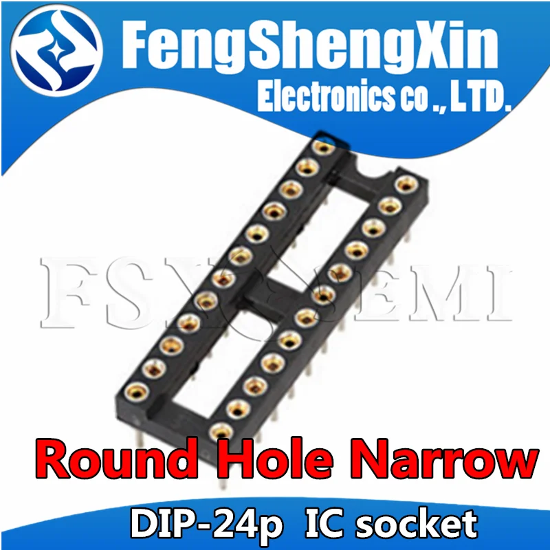10pcs DIP-24 Round Hole Square hole 24 Pins Narrow Wide 2.54MM DIP DIP24 IC Sockets Adaptor Solder Type IC Connector