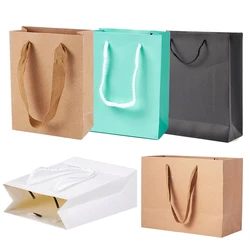 pandahall 10pcs 16/20/28/33cm Rectangle Kraft Paper Pouches Gift Shopping Bags, with Nylon Thread, BurlyWood F80