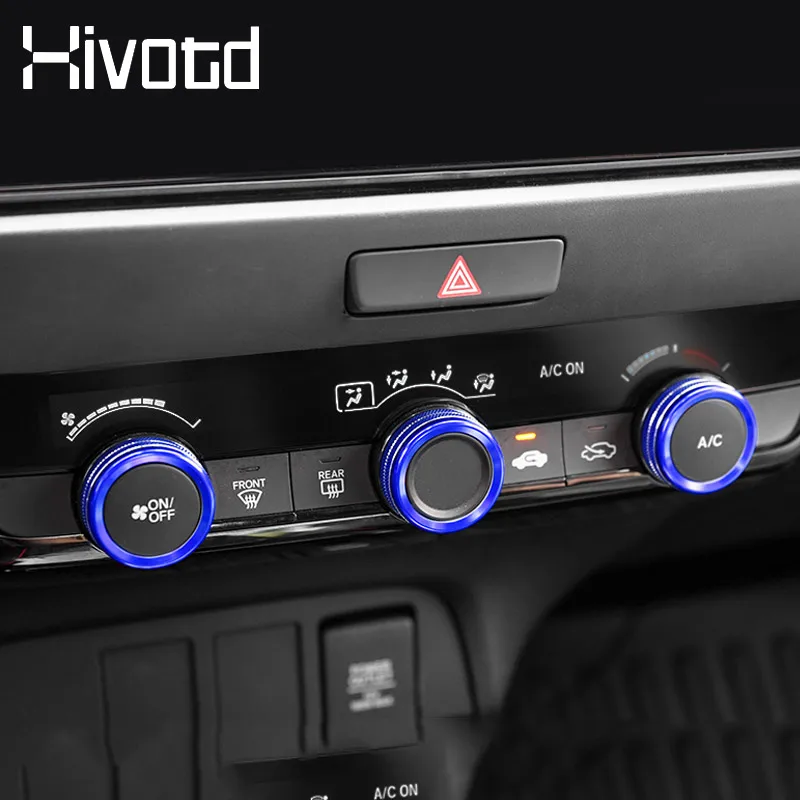 Hivotd Car Air Conditioning Switch Knob Cover Ring Frame Control Trim Sticker Accessories For Honda Fit GR9 Jazz Crosstar 2021