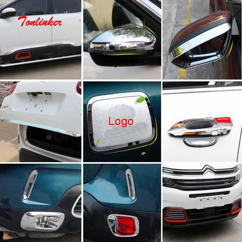 Tonlinker Exterior Moulding Parts Panel Cover Sticker For Citroen C5 Aircross 2017-21 Car Styling 1/4PCS ABS/Metal Silver/Carbon