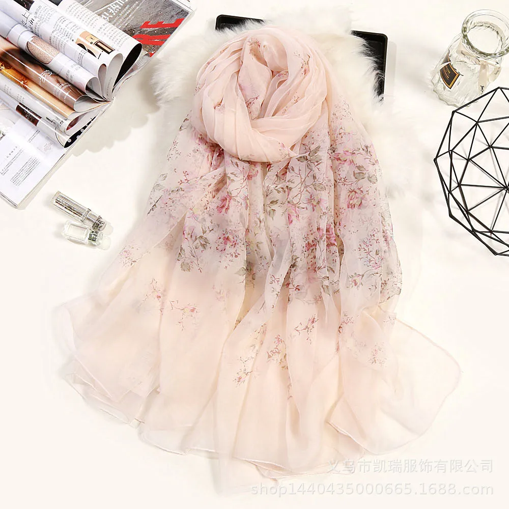 180*140cm Fashion Ice Silk Chiffon Scarves Silk Scarf Women Large Long Soft Sunscreen Scarf Scarves Wrap Beach Shawl