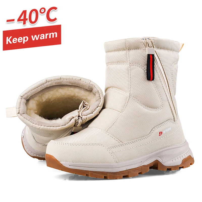 Winter Woman Mens Hiking Boots Couple Snow Boots Plus Velvet Warm Side Zipper Outdoor Casual Short Boots Cotton Shoes bottines