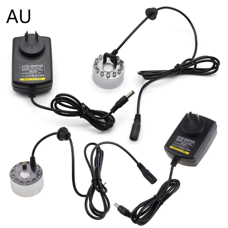 Generador de niebla ultrasónico, nebulizador, fuente de agua, estanque, 12 LED, atomizador, humidificador de aire, enchufe de EE. UU./REINO