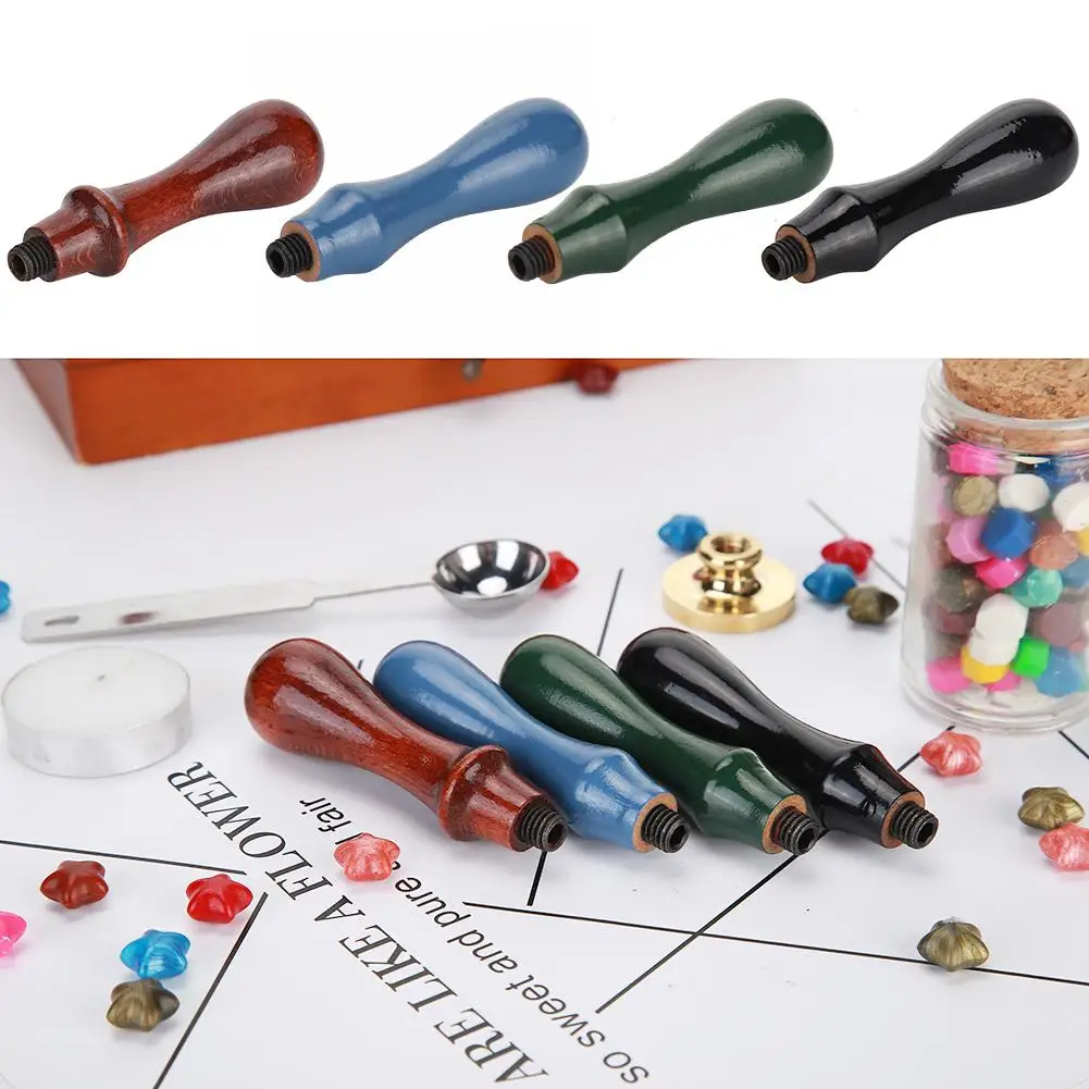 Retro Wax Sealing Stamp Wood Handle Grip Wedding Post Seal Stamping Decor Macaron Color Postcard Gifts Decorative Supply