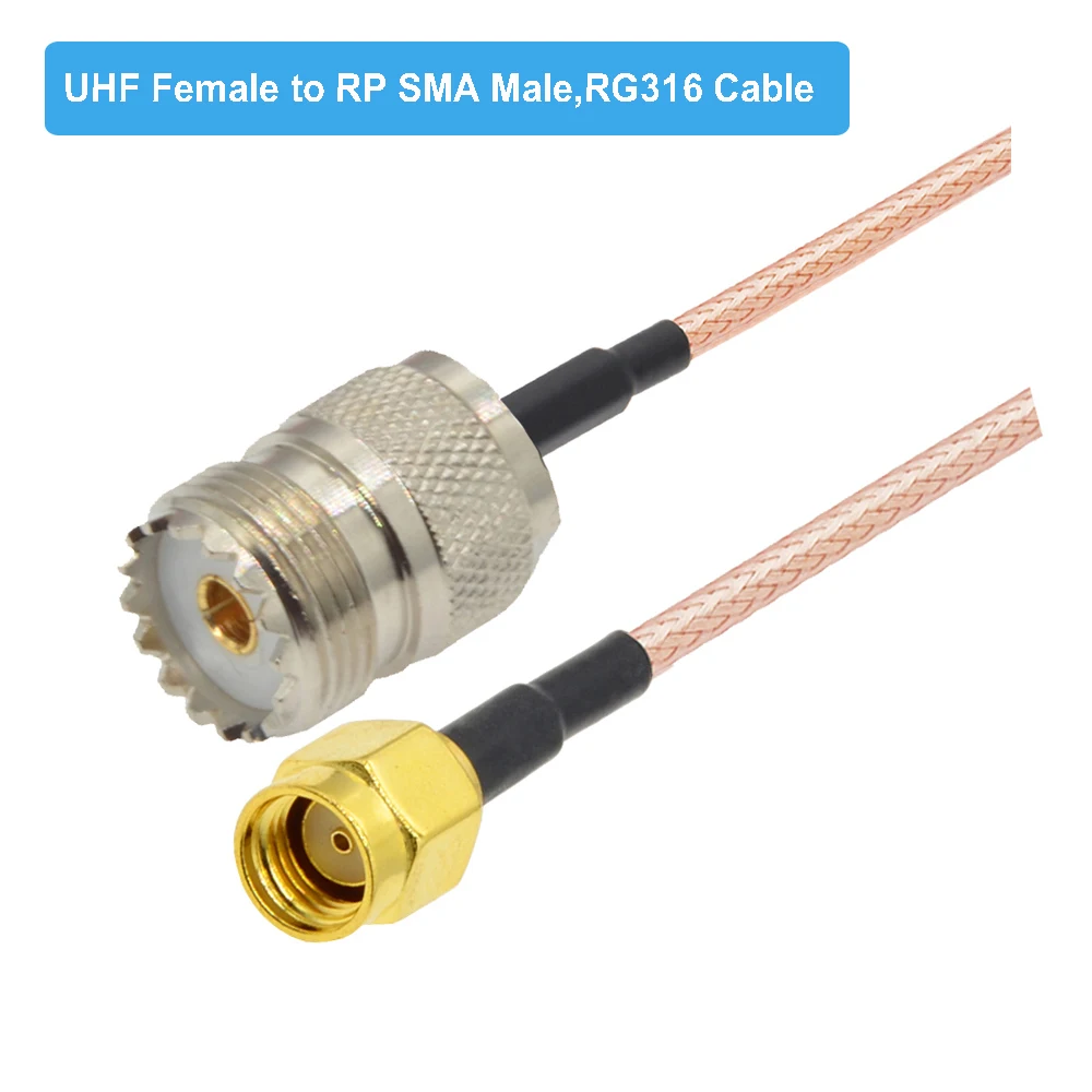 RP-SMA Male to UHF Female SO239 Adapter RG316 Pigtail Jumper RF Extension Cable 15CM 6