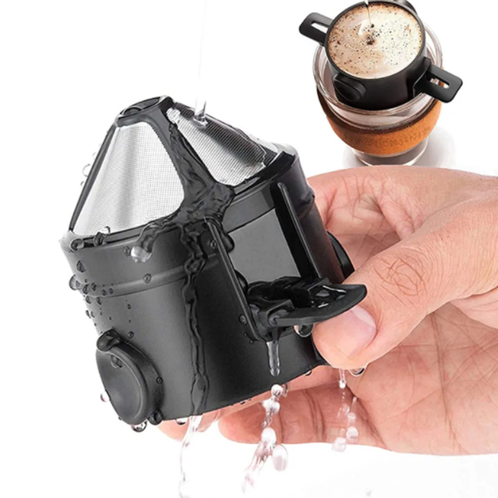 

Reusable Pour Over Coffee Filter Portable Stainless Steel Coffee Dripper Filter Arms Pour Over Coffee Maker for Home Camping