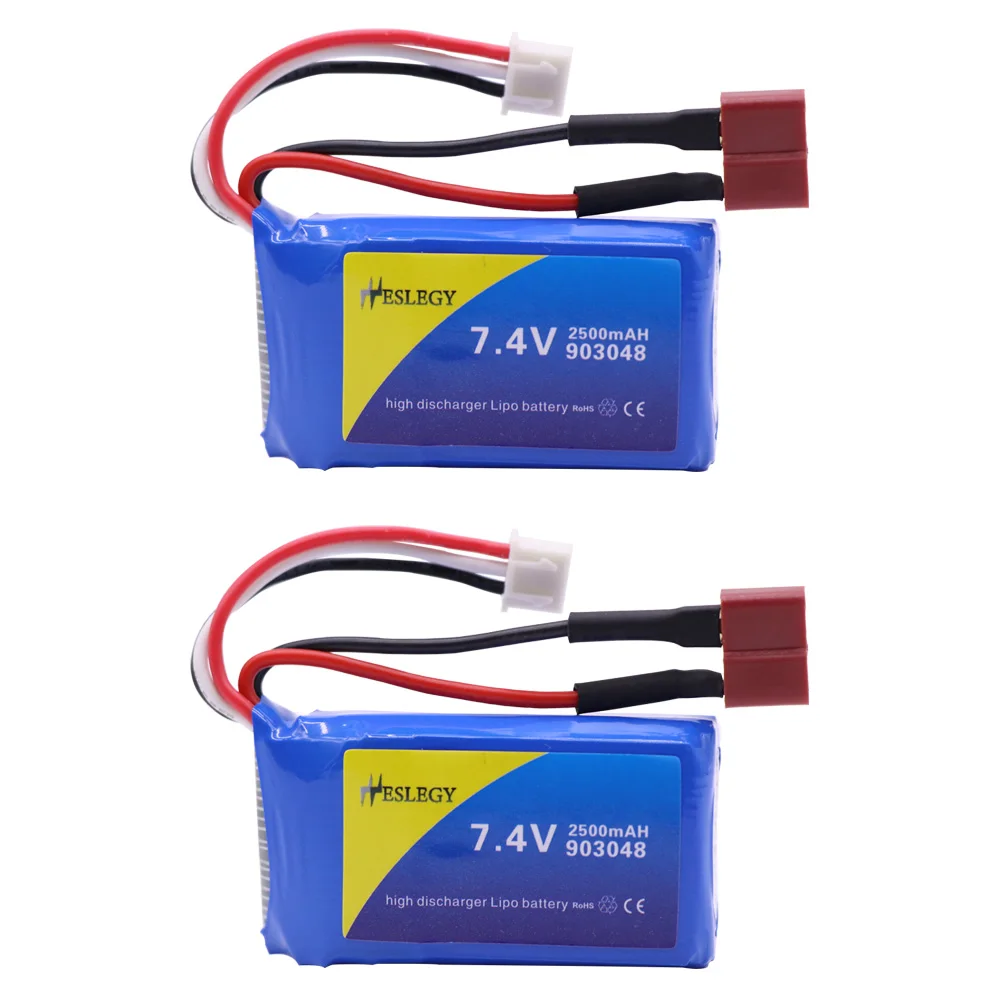 

1-10PCS Battery For WLtoys A959-B A969-B A979-B K929-B RC toy Cars Drone Spare Parts 7.4V 2500mah lipo Battery T Plug for RC toy