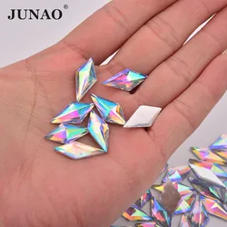 JUNAO 40pcs 10*22mm Crystal AB Flatback Rhombus Rhinestones Glitter Resin Crystal Applique Fancy Strass Stones Non Sewing Stones