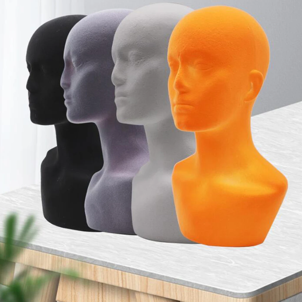 

Light Male Mannequin Head Styrofoam Foam Head Model Stand Wig Hair Hat Headset Display Stand Rack Manikin for Hat Wig 21''