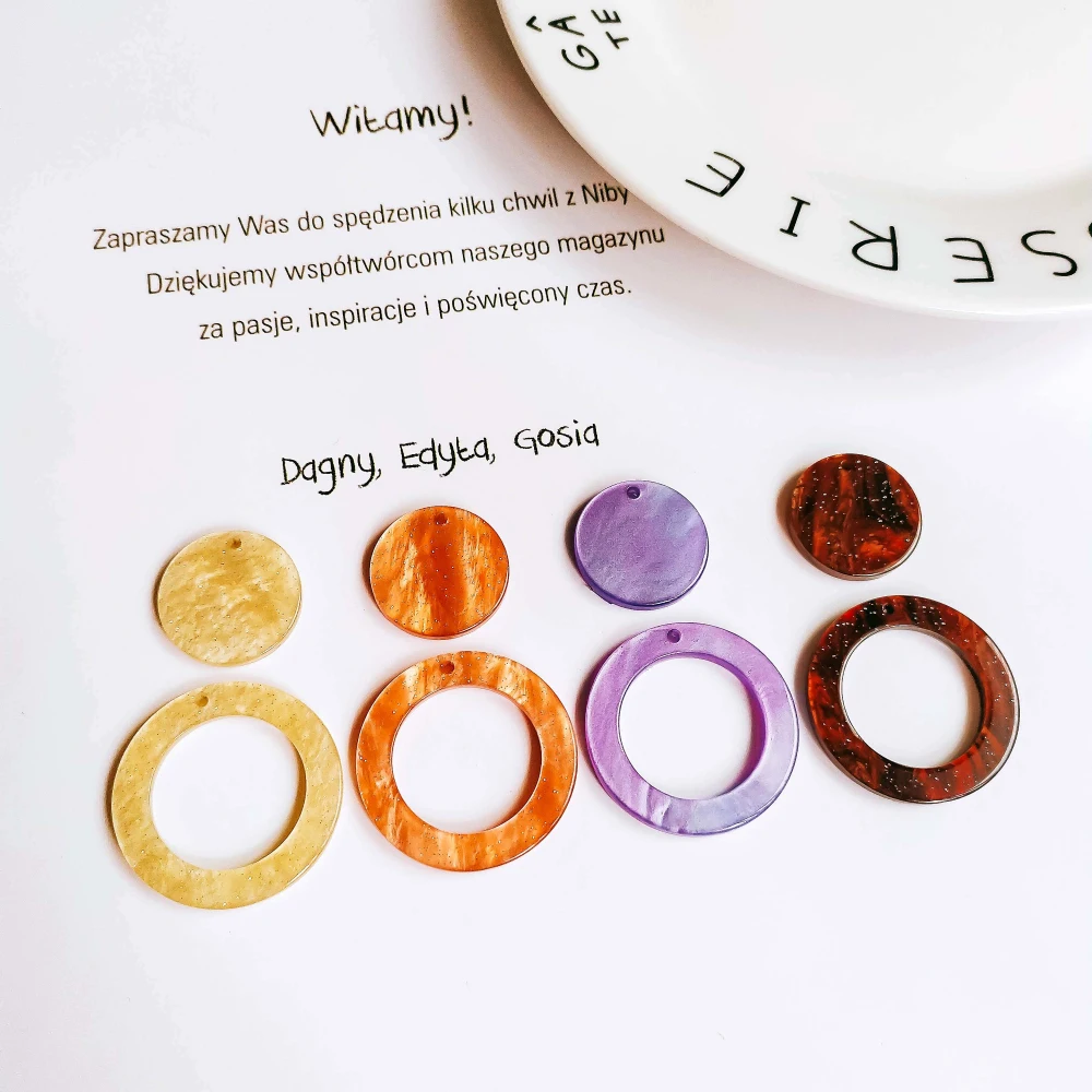 Eardrop Round Circle Acetic Acid Earring Accessories Pendant Necklace Charms Diy Handmade Material 8pcs