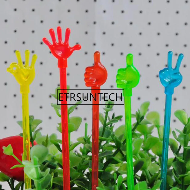 1000pcs Cocktail Swizzle Sticks Drink Wine Stirrer Coffee Muddler Puddler Color Assorted Palm-shaped Plastic