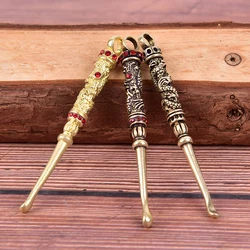 1pc Retro Brass Dragon Portable Ear Cleaning Tool Ear Pick Ear Wax Remover Curette Cleaner Keychain Pendants Ear Spoons