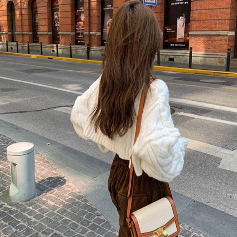 Pullovers Sweater Women Spring Autumn Solid Simple Cropped All-match Comfortable Fashion Korean Style Leisure Casual Student Ins