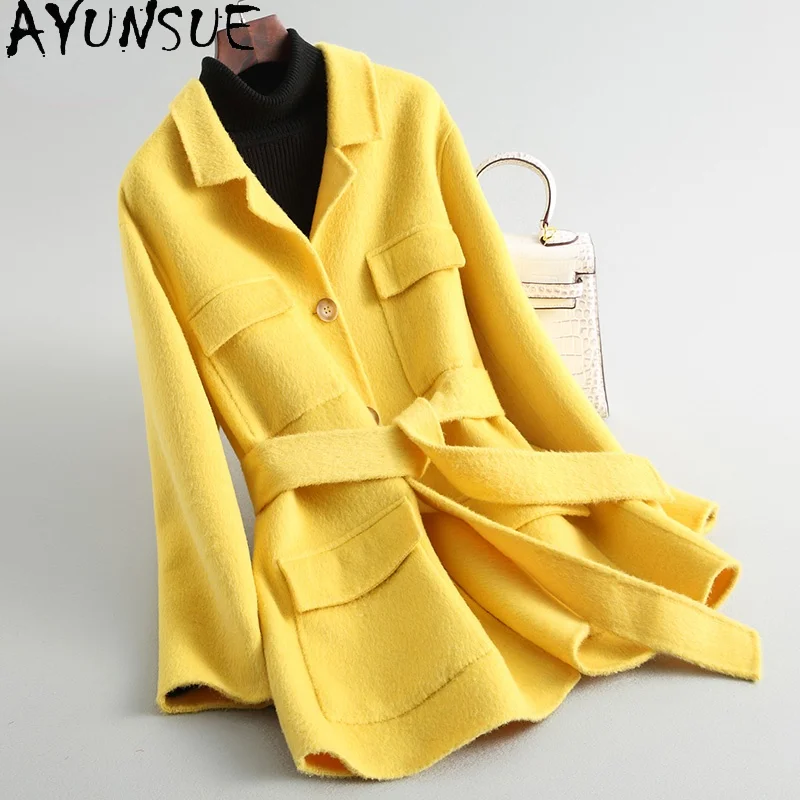 

AYUNSUE Winter Wool Jacket Women 2021 Autumn Elegant Double-sided Woolen Coat Female Korean Trench Coats Casaco Feminino Gxy464