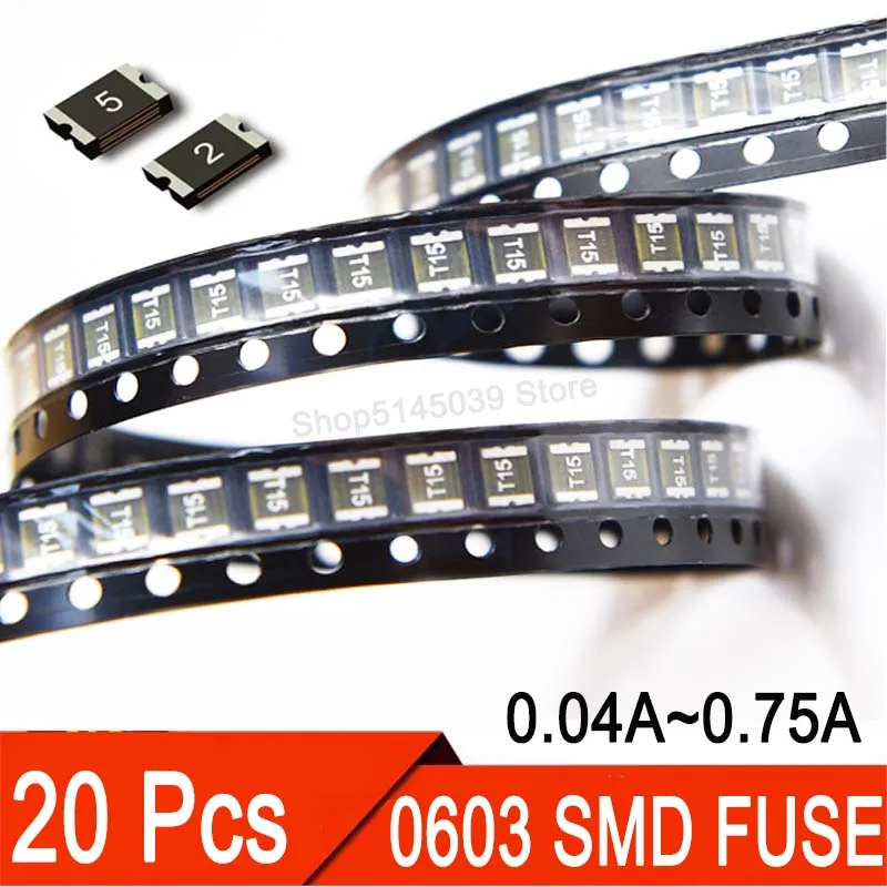 

20PCS 0603 40MA 50MA 100MA 0.2A 0.25A 0.35A 0.5A 0.75A 1A SMD Resettable Fuse PPTC PolySwitch Self-Recovery Fuse