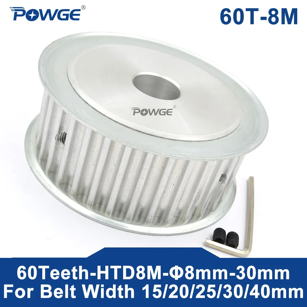 

POWGE Arc HTD 8M 60 Teeth Timing Synchronous Pulley Round Bore 19-28mm for Belt Width 25/30mm HTD8M 60-8M AF 60T 60Teeth