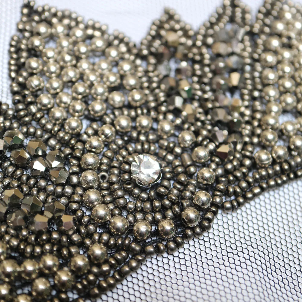 2pcs/set black Beaded epaulette for clothes Punk Coat Suit DIY Fashion Tassel Badge Epaulets Shoulder Patches appliques