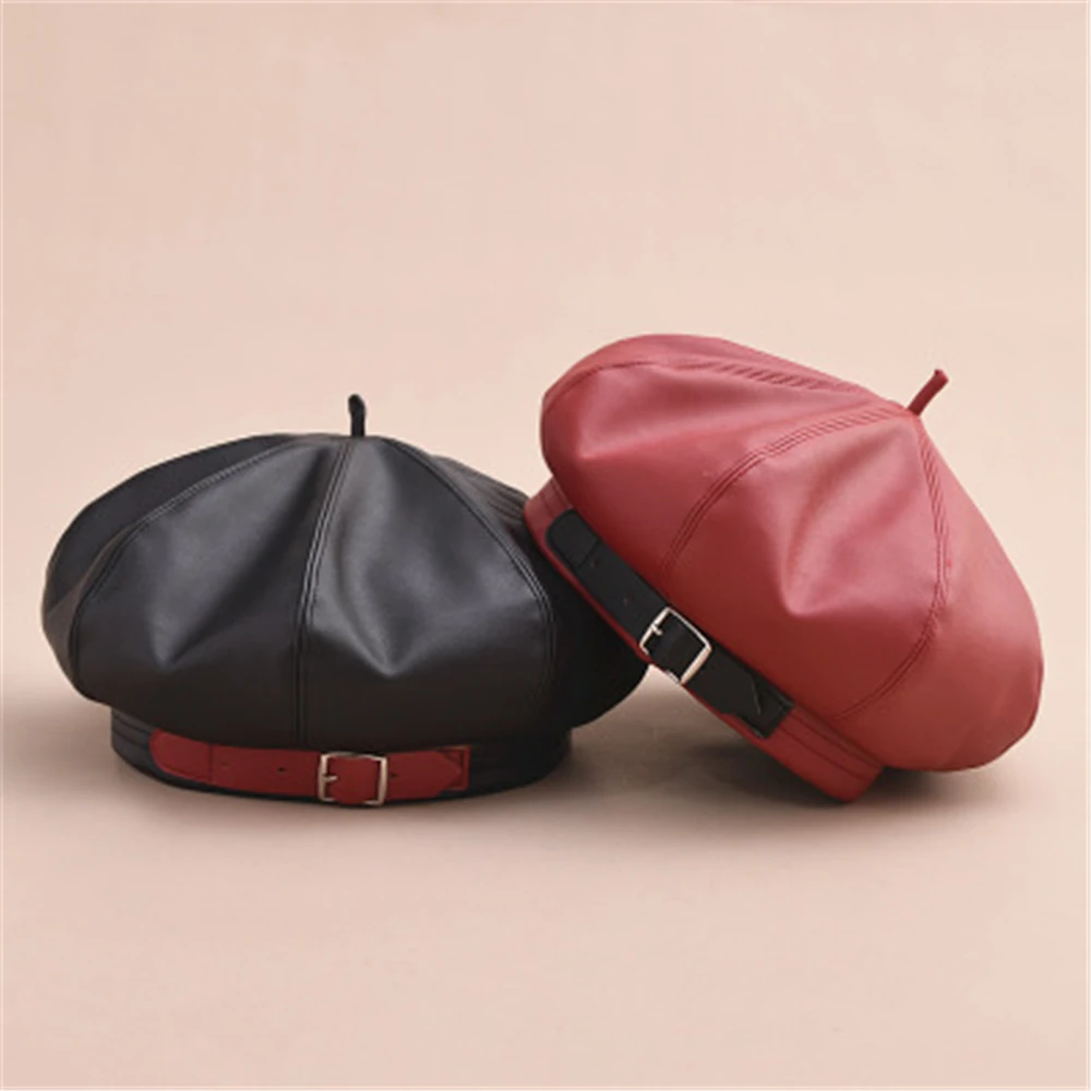 

Autumn and winter fashion British fashion female Beret Korean casual versatile leather octagonal hat art painter hat WS-2302