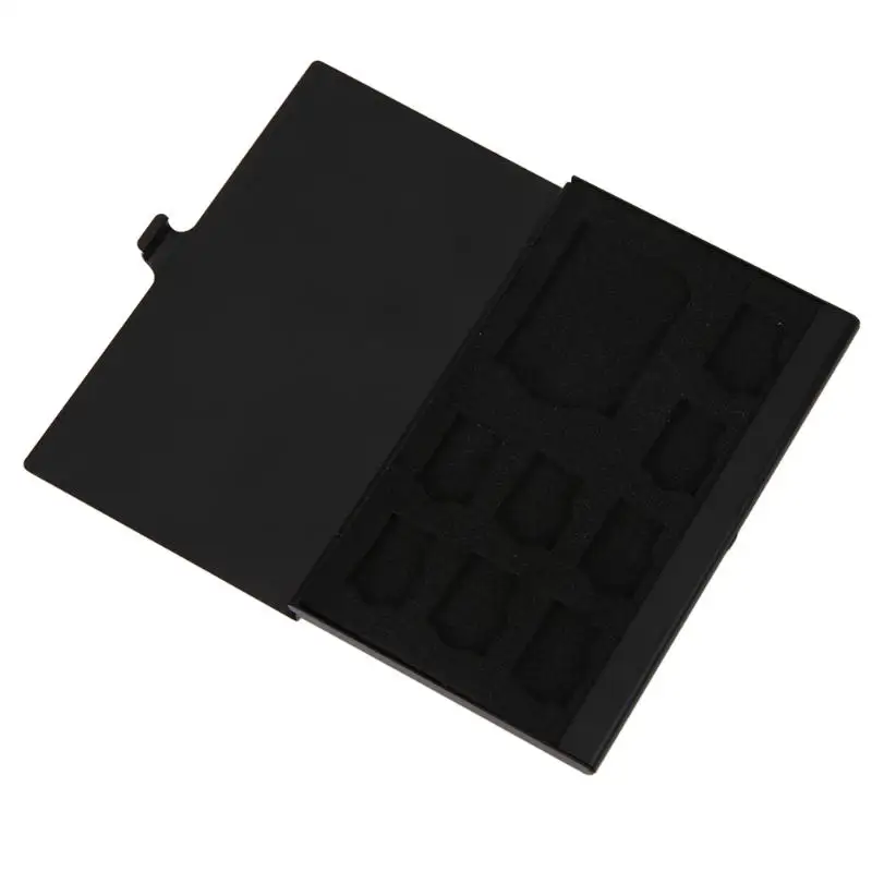 Portable Ingatan Card Case Monolayer Aluminium 1SD + 8TF Micro SD Kartu Pin Case Kotak Penyimpanan Pemegang Penyimpanan Kartu Memori kasus Hitam