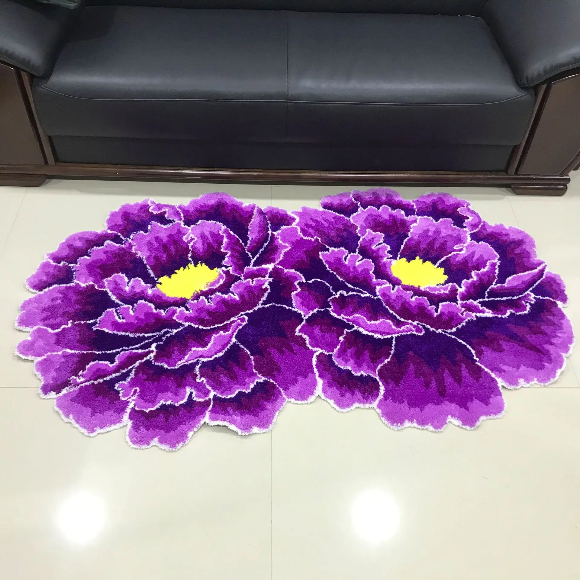 

Large 160X90cm Double Peony Flowers Carpet Thick Living Room Bedroom Area Rug Handmade Door Mats Wedding Parlor Hallway Rugs