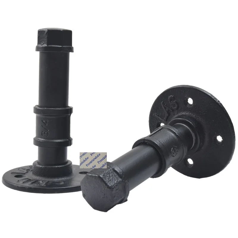 2Pcs Retro Black Wooden Handrail Wall Bracket G3/4