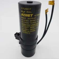 original new KEMET 220VAC 80UF 117U5017 220V80uf electrolytic capacitor AC starting capacitor warmly for 1 year