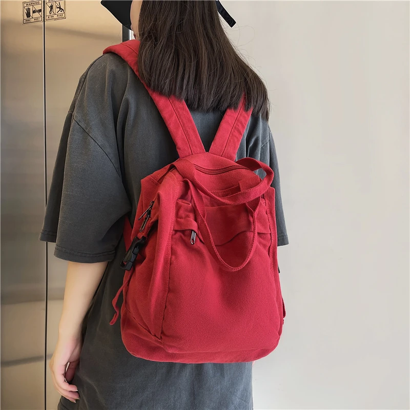 

Tiptoegirls High Quality Rucksack for School&Shopping Double Handles Design Travel Backpack 100% Cotton Canvas Backpack Bag