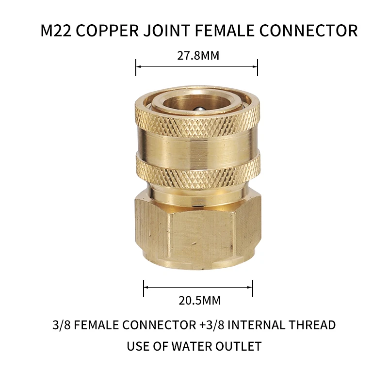 M22 Adapter For High Pressure Wash Machine Water Outlet  Set Quick Connect Kits For M22 High Pressure Washer Gun Pipe