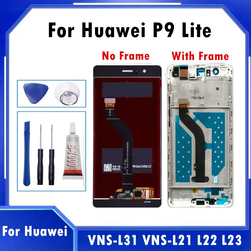 For Huawei P9 Lite LCD Display Touch Screen Digitizer With Frame For Huawei P9 Lite LCD vns-L31 VNS-L21 L22 L23 Replacement