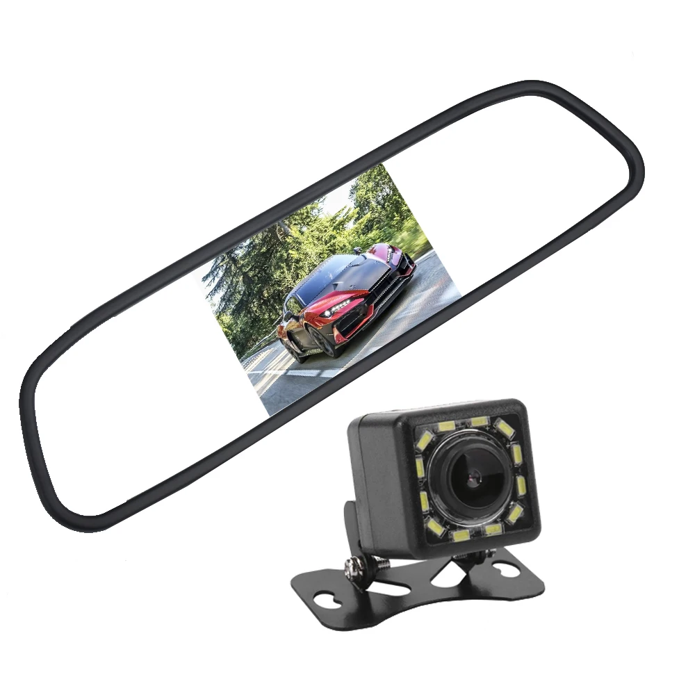 

4.3" 4.3 inch TFT LCD Color Car rear view mirror monitor video DVD player car audio auto for Car Reverse camera