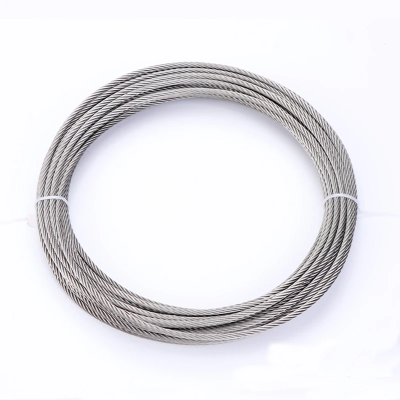 1/2/5m Wire Rope 304 Stainless Steel Strong Tension Soft Fishing Lifting Cable 7*19 Construction Clothesline 5/6/8/10/12/14mm