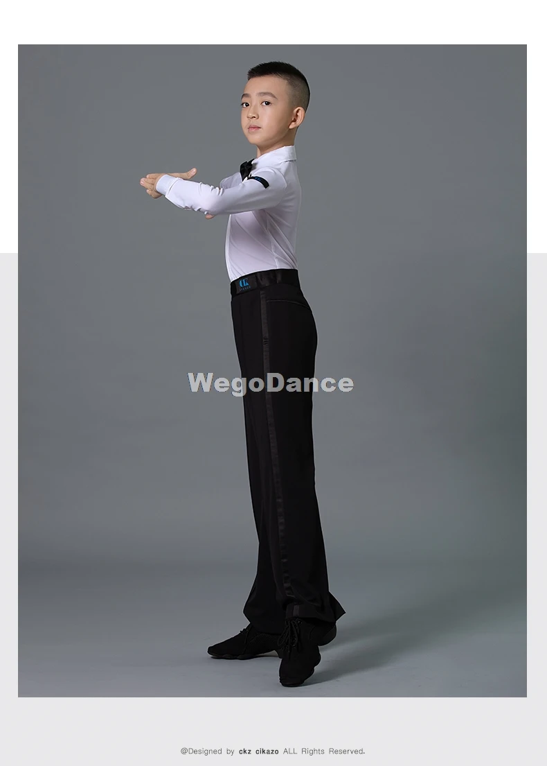 Professional Latin Dance Shirt Men Boy Competition Performance Costume Rumba Samba Dance Wear Leotard Black White Latin Shirt