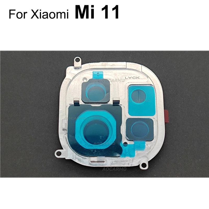 Aocarmo dla Xiaomi Mi 11, tylna kamera tylna, szkło obiektywu z ramką, naklejką, część naprawcza