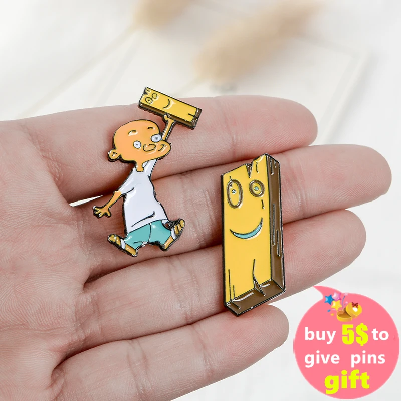 Ed, Edd, and Eddy Pins Air Jonny and Plank Enamel Pins Lapel pins Badge Anime Brooches Cartoon Childhood Jewelry Coat Wholesale