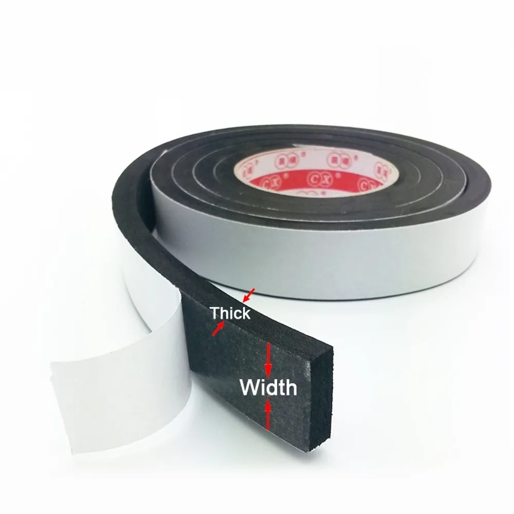 2M Rubber Self Adhesive Sponge Seal Strip Width 10-50mm Thick 5-10mm EVA Black Foam Anti-collision Seal Gasket