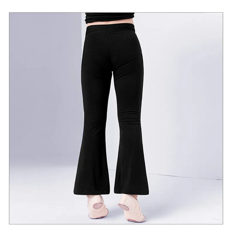 Kinderhosen, Tanzhosen, Übungshosen für Jungen und Mädchen, schmale Baumwolle, lateinamerikanischer Tanz, Jazz-Tanz, schwarze Bell-Bottom-Hose – Detail 9