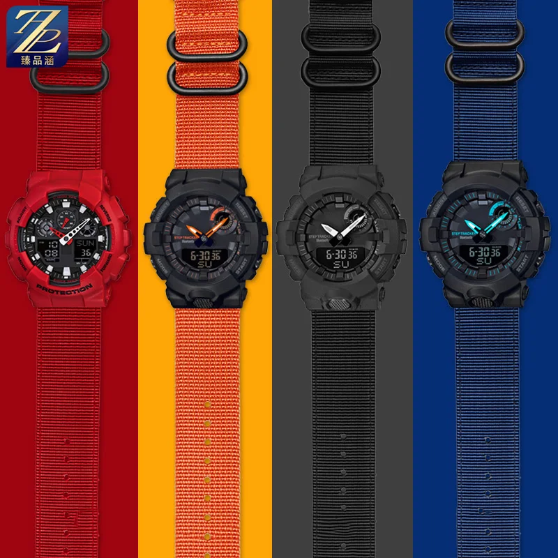 For Casio G Shock GBA-800-1A GBA-800-7A GBA-800-9A GBA-800-DG GA-800 GBD-800 GA110 16mm Modified Nylon Watchband Strap Bracelet