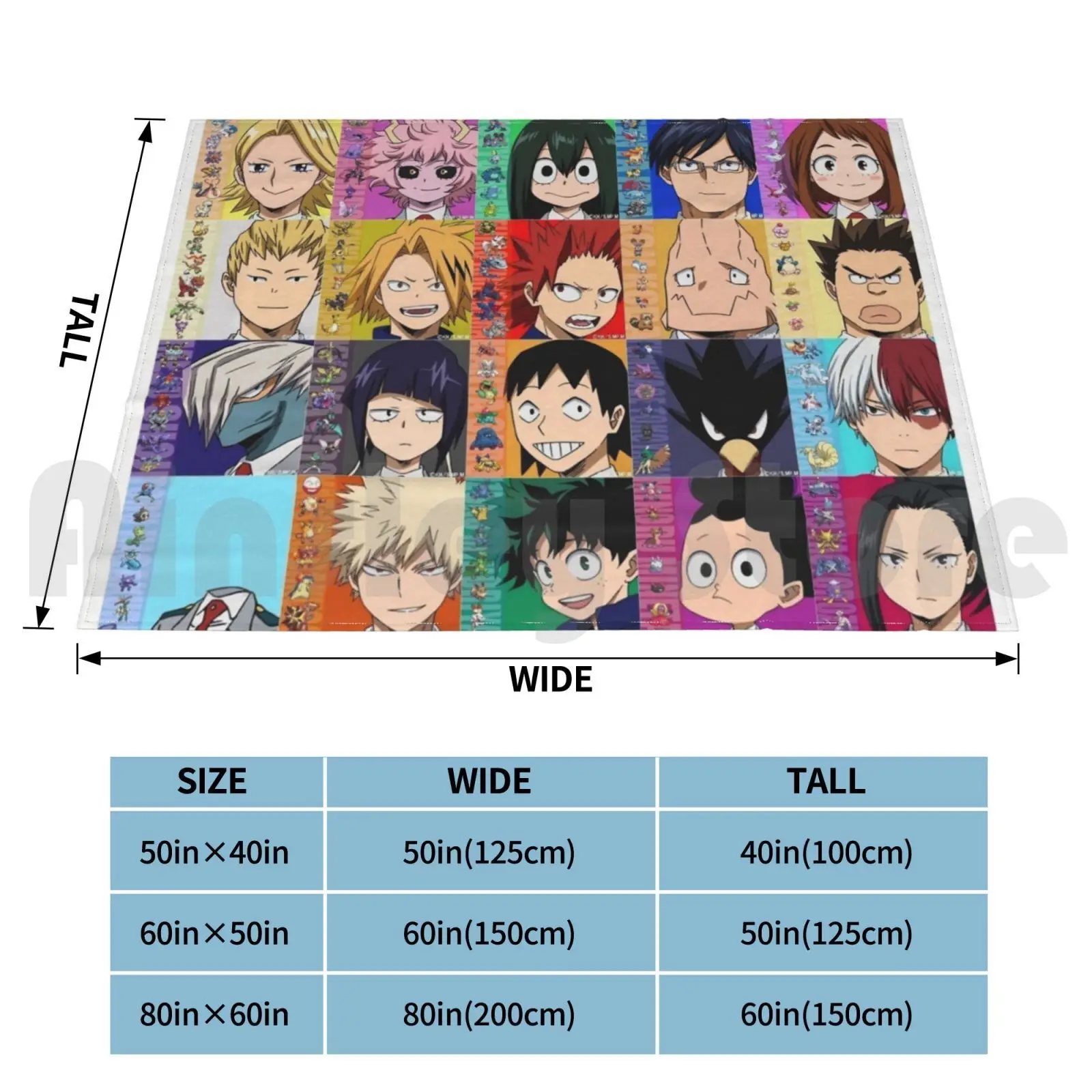 Class 1-A Blanket For Sofa Bed Travel Anime Deku Shoti Todoroki Aizawa All Might Kirishima Cute